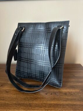 Burberry Black Embossed House Check Shoulder Bag